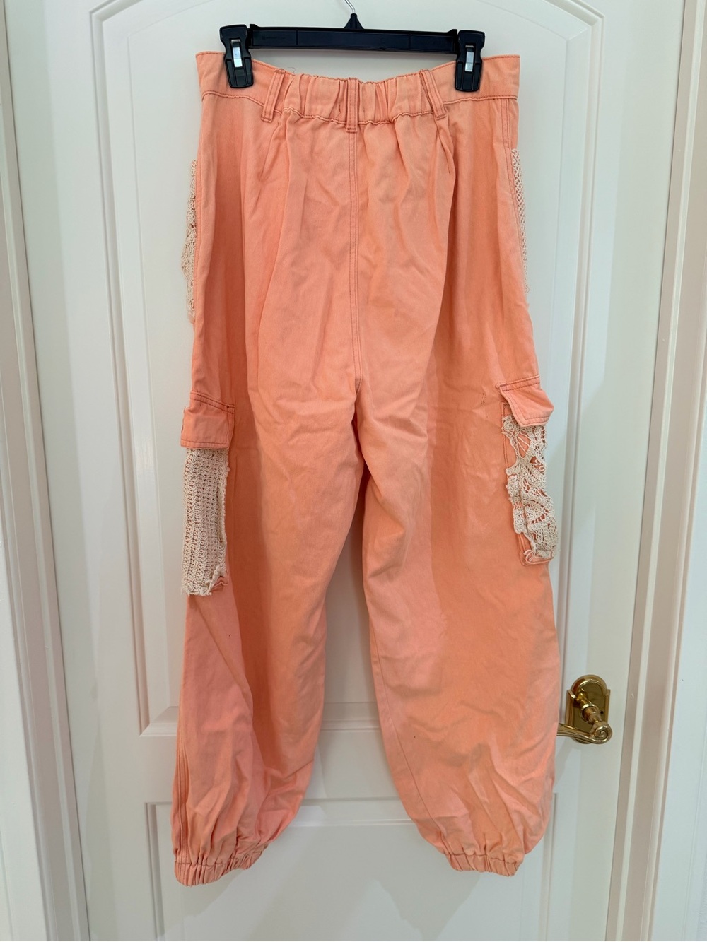 POL Peach Crochet Patch Distressed Cargo Pants - Picture 3 of 3